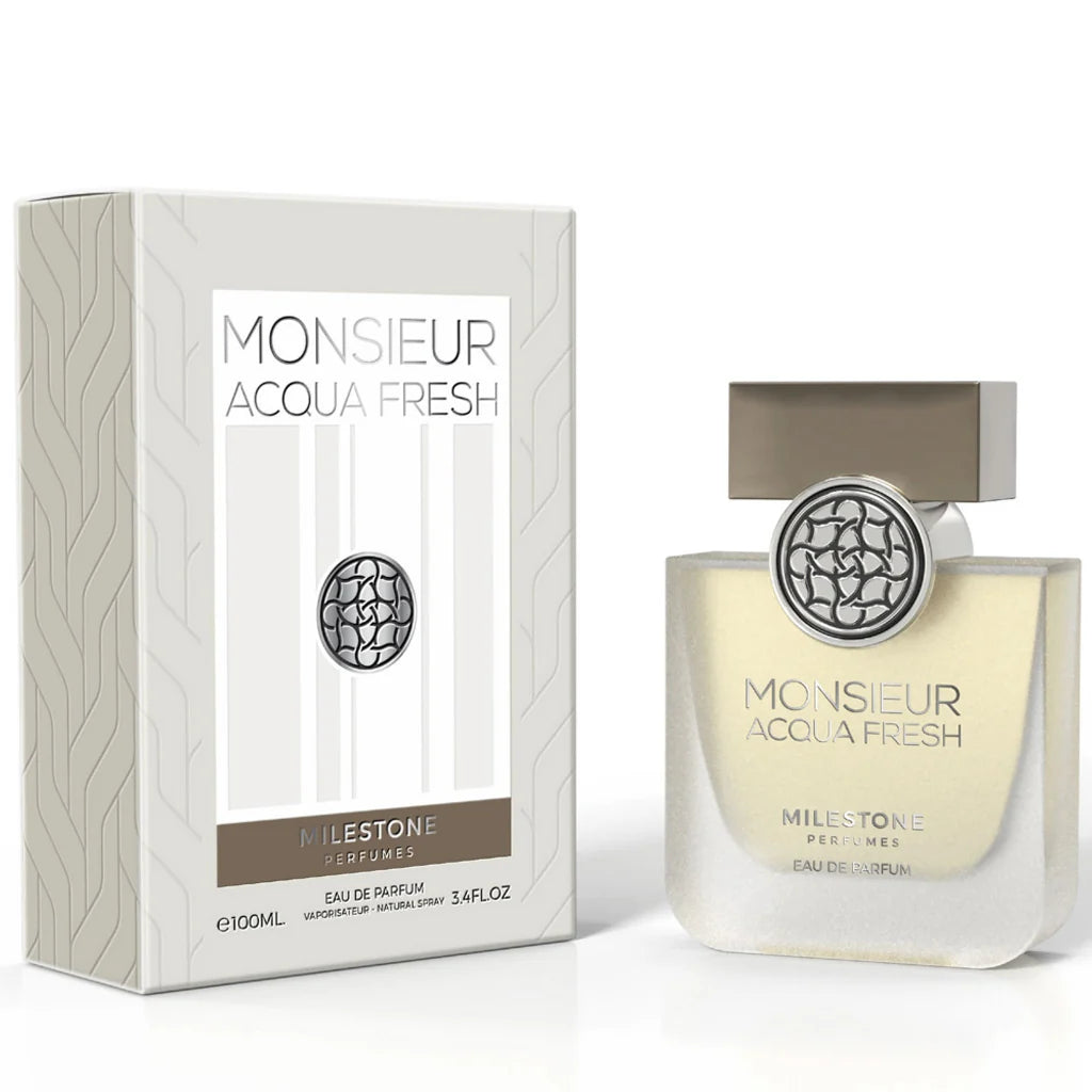 Milestone Monsieur Acqua Fresh Eau De Parfum 100ml for Men Premium Fragrance with Fresh Notes
