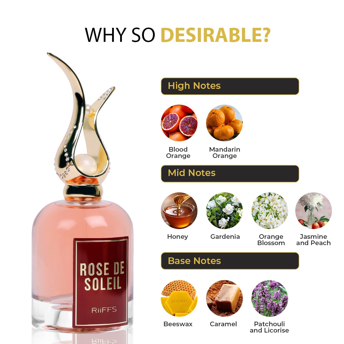 Riiffs Rose De Soleil Eau De Parfum for Women, 100ml (3.4 Fl. Oz)