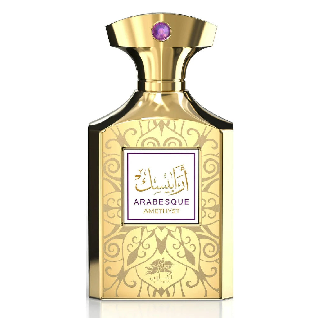 Arabesque Amethyst Eau de Parfum 100ml - Luxurious Gold Bottle with Amethyst Stone - Natural Fragrance for Men and Women