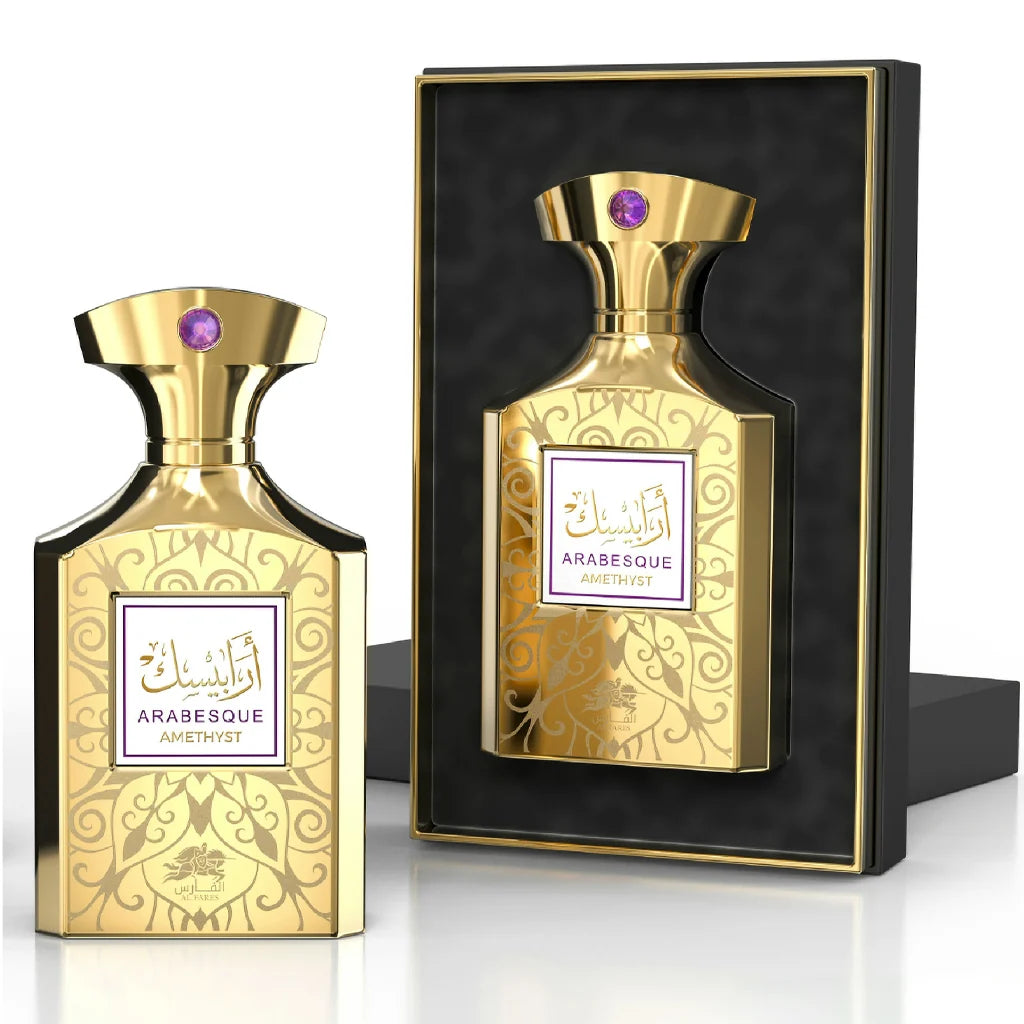 Arabesque Amethyst Eau de Parfum 100ml - Luxurious Gold Bottle with Amethyst Stone - Natural Fragrance for Men and Women