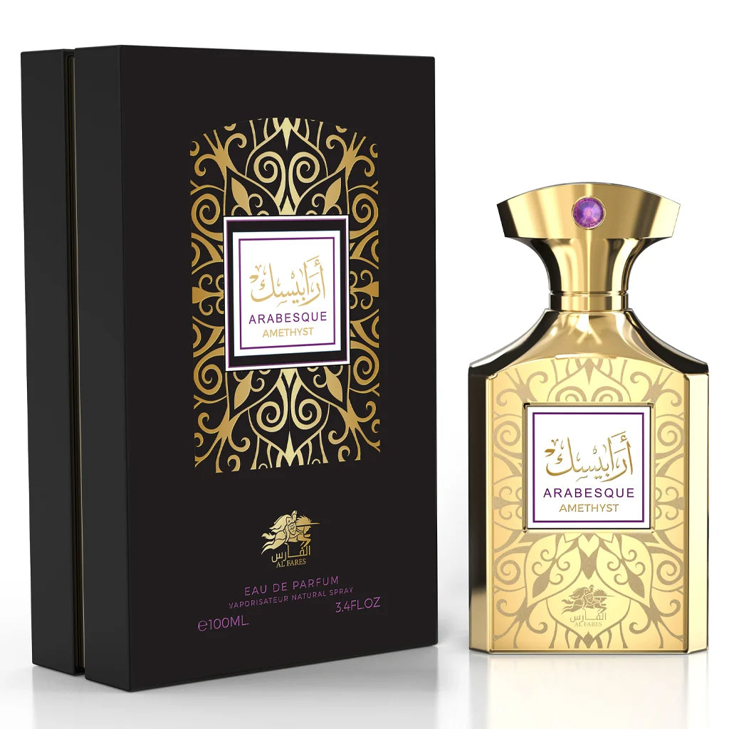 Arabesque Amethyst Eau de Parfum 100ml - Luxurious Gold Bottle with Amethyst Stone - Natural Fragrance for Men and Women