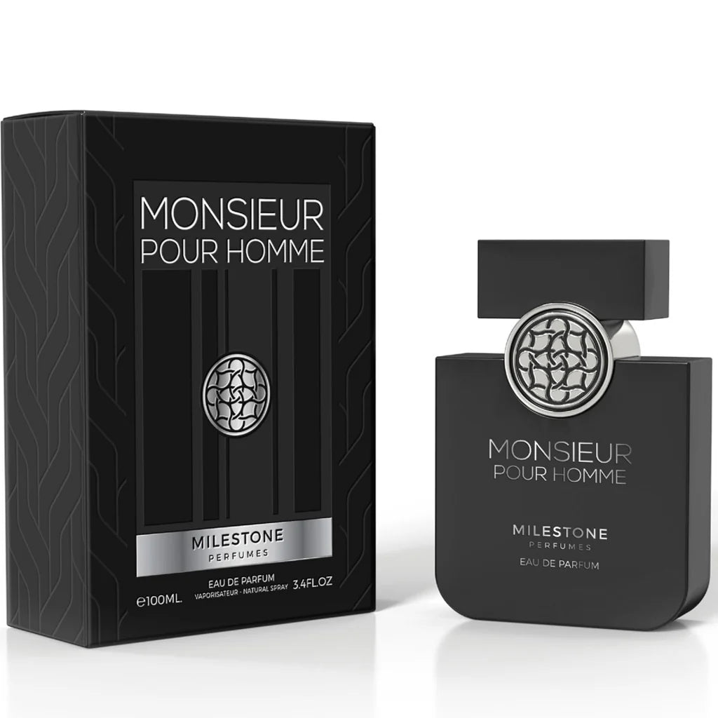 Milestone Perfumes Monsieur Pour Homme Eau De Parfum 100ml for Men | Refined & Sophisticated Fragrance with Grapefruit & Bergamot Notes